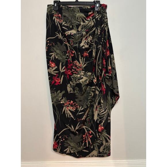 Coldwater Creek Wrap Maxi Skirt Small Floral Print 100% Silk Tropical Cruise - Picture 1 of 8